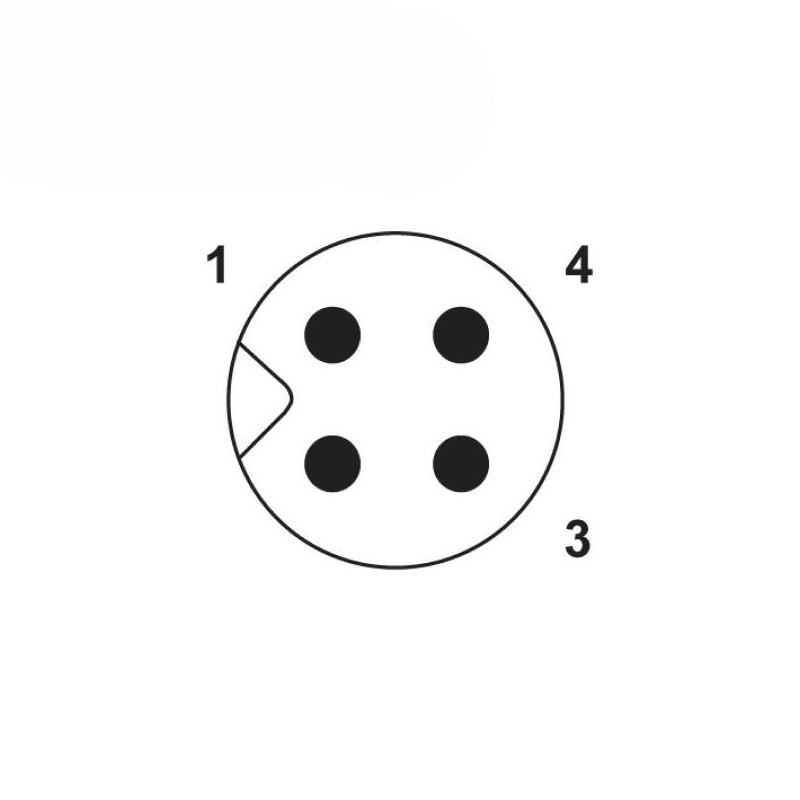 M5 4pins A code male straight rear panel mount connector,unshielded,single wires,26AWG 0.14mm²,brass with nickel plated shell